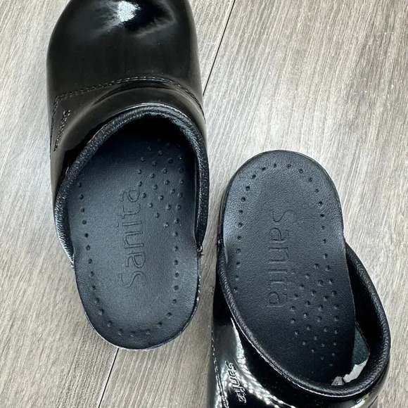 Sanita Shoes Kids 25 8.5-9 Platform Open Back Slip On Clog Patent Leather Black - Picture 5 of 12